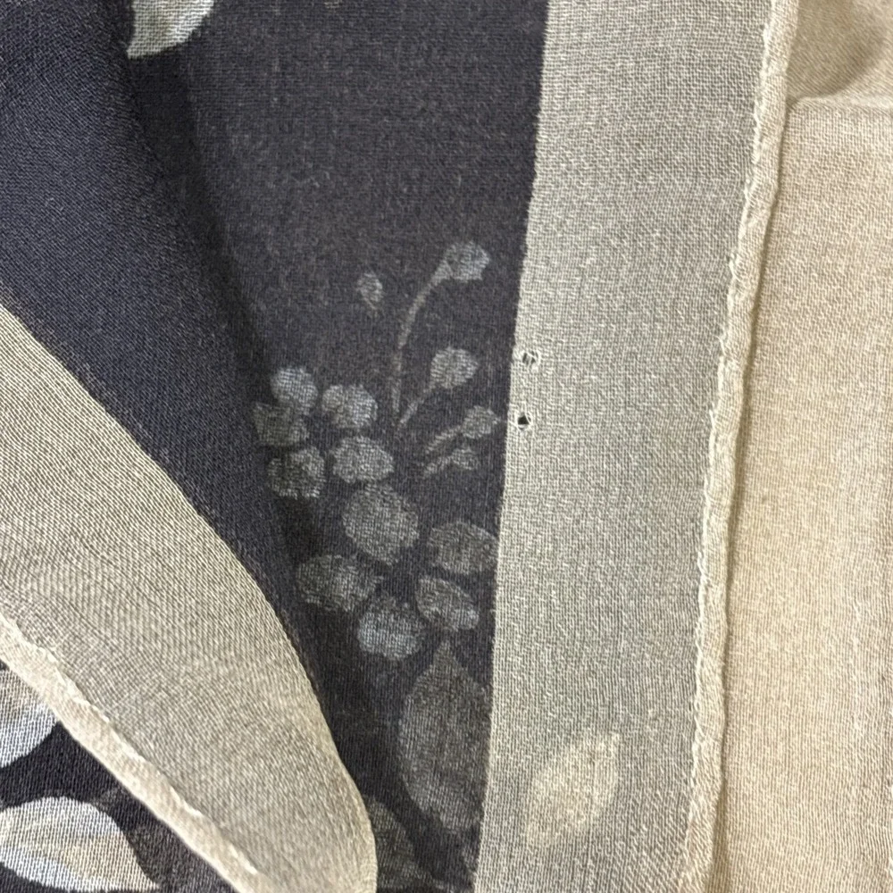 Vintage Casual Corner 100% Silk Head Scarf Floral Sheer Brown Hair Wrap